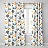 Cute Halloween Ghost Pumpkin Bat Cat Seamless Pattern Soft Lilac Background  Readymade Eyelet Ring Top Thermal 100% Blackout Curtains
