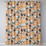 Cute Halloween Ghost Pumpkin Bat Cat Seamless Pattern Peach Background  Readymade Eyelet Ring Top Thermal 100% Blackout Curtains