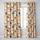 Cute Halloween Ghost Pumpkin Bat Cat Seamless Pattern Peach Background  Readymade Eyelet Ring Top Thermal 100% Blackout Curtains