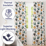 Cute Halloween Ghost Pumpkin Bat Cat Seamless Pattern Greish Background  Readymade Eyelet Ring Top Thermal 100% Blackout Curtains