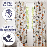 Halloween Teddy Bear Witch Cat Bat Pumpkin Seamless Pattern White  Readymade Eyelet Ring Top Thermal 100% Blackout Curtains
