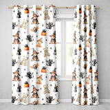 Halloween Teddy Bear Witch Cat Bat Pumpkin Seamless Pattern White  Readymade Eyelet Ring Top Thermal 100% Blackout Curtains