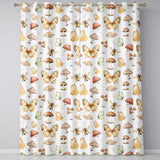 Vintage Butterflies Bees Mushrooms Nature Seamless Pattern Soft Beige  Readymade Eyelet Ring Top Thermal 100% Blackout Curtains