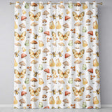 Vintage Butterflies Bees Mushrooms Nature Seamless Pattern Warm Beige  Readymade Eyelet Ring Top Thermal 100% Blackout Curtains