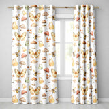 Vintage Butterflies Bees Mushrooms Nature Seamless Pattern Warm Beige  Readymade Eyelet Ring Top Thermal 100% Blackout Curtains