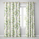 Watercolor Butterflies Green Leaves Branches Seamless Pattern Light Blue  Readymade Eyelet Ring Top Thermal 100% Blackout Curtains