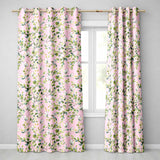 Watercolor Butterflies Green Leaves Branches Seamless Pattern Soft Pink  Readymade Eyelet Ring Top Thermal 100% Blackout Curtains