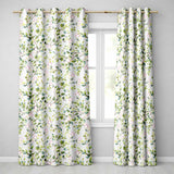 Watercolor Butterflies Green Leaves Branches Seamless Pattern Light Lilac  Readymade Eyelet Ring Top Thermal 100% Blackout Curtains