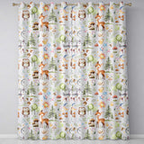 Watercolor Forest Animals Deer Owl Mushrooms Stars Seamless Pattern Readymade Eyelet Ring Top Thermal 100% Blackout Curtains
