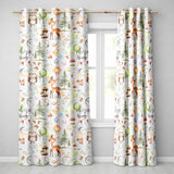 Watercolor Forest Animals Deer Owl Mushrooms Stars Seamless Pattern Readymade Eyelet Ring Top Thermal 100% Blackout Curtains
