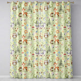 Watercolor Forest Animal Deer Owl Mushrooms Stars Seamless Pattern Light Cream  Readymade Eyelet Ring Top Thermal 100% Blackout Curtains