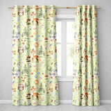 Watercolor Forest Animal Deer Owl Mushrooms Stars Seamless Pattern Light Cream  Readymade Eyelet Ring Top Thermal 100% Blackout Curtains