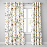 Watercolor Forest Animals Deer Owl Mushrooms Stars Seamless Pattern Soft Grey  Readymade Eyelet Ring Top Thermal 100% Blackout Curtains