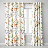 Watercolor Forest Animals Deer Owl Mushrooms Stars Seamless Pattern Warm Beige  Readymade Eyelet Ring Top Thermal 100% Blackout Curtains