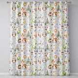 Watercolor Forest Animals Deer Owl Mushrooms Stars Seamless Pattern Soft Blue  Readymade Eyelet Ring Top Thermal 100% Blackout Curtains