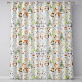 Watercolor Forest Animals Deer Owl Mushrooms Stars Seamless Pattern Sage Green  Readymade Eyelet Ring Top Thermal 100% Blackout Curtains