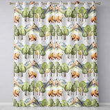 Watercolor Woodland Bears Trees Mountains Seamless Pattern  Grey Background  Readymade Eyelet Ring Top Thermal 100% Blackout Curtains