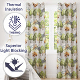 Watercolor Woodland Bears Trees Mountains Seamless Pattern  Grey Background  Readymade Eyelet Ring Top Thermal 100% Blackout Curtains