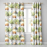 Watercolor Woodland Bears Trees Mountains Seamless Pattern  Grey Background  Readymade Eyelet Ring Top Thermal 100% Blackout Curtains