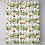 Watercolor Woodland Bears Trees Mountains Seamless Pattern Light Grey  Background  Readymade Eyelet Ring Top Thermal 100% Blackout Curtains