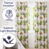 Watercolor Woodland Bears Trees Mountains Seamless Pattern Light Grey  Background  Readymade Eyelet Ring Top Thermal 100% Blackout Curtains