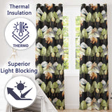 Watercolor Woodland Bear Trees Mountains Seamless Pattern Black Background  Readymade Eyelet Ring Top Thermal 100% Blackout Curtains