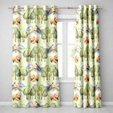 Watercolor Woodland Bear Trees Mountains Seamless Pattern Sage Green Background  Readymade Eyelet Ring Top Thermal 100% Blackout Curtains