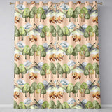Watercolor Woodland Bear Trees Mountains Seamless Pattern Light Peach  Readymade Eyelet Ring Top Thermal 100% Blackout Curtains