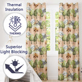 Watercolor Woodland Bear Trees Mountains Seamless Pattern Light Peach  Readymade Eyelet Ring Top Thermal 100% Blackout Curtains