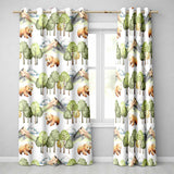 Watercolor Woodland Bear Trees Mountains Seamless Pattern Pale Grey Background  Readymade Eyelet Ring Top Thermal 100% Blackout Curtains