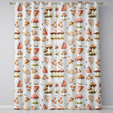 Watercolor Forest Mushrooms Toadstools Seamless Pattern Cream Background  Readymade Eyelet Ring Top Thermal 100% Blackout Curtains