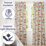 Watercolor Forest Mushrooms Toadstools Seamless Pattern Cream Background  Readymade Eyelet Ring Top Thermal 100% Blackout Curtains