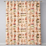 Watercolor Forest Mushrooms Toadstools Seamless Pattern Warm Beige Background  Readymade Eyelet Ring Top Thermal 100% Blackout Curtains