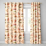 Watercolor Forest Mushrooms Toadstools Seamless Pattern Warm Beige Background  Readymade Eyelet Ring Top Thermal 100% Blackout Curtains