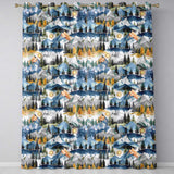Watercolor Mountain Forest Landscape Sunset Seamless Pattern Cream Background  Readymade Eyelet Ring Top Thermal 100% Blackout Curtains