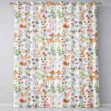 Cute Woodland Animals Rabbit Fox Butterfly Seamless Pattern Cream Background  Readymade Eyelet Ring Top Thermal 100% Blackout Curtains
