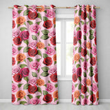 Bold Colorful Rose Flowers Seamless Pattern Dusty Mauve Background  Readymade Eyelet Ring Top Thermal 100% Blackout Curtains