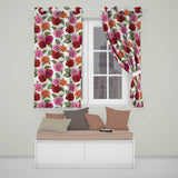 Bold Colorful Rose Flowers Seamless Pattern Light Grey Background  Readymade Eyelet Ring Top Thermal 100% Blackout Curtains