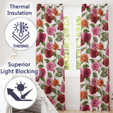 Bold Colorful Rose Flowers Seamless Pattern Light Grey Background  Readymade Eyelet Ring Top Thermal 100% Blackout Curtains