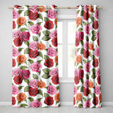 Bold Colorful Rose Flowers Seamless Pattern Light Grey Background  Readymade Eyelet Ring Top Thermal 100% Blackout Curtains