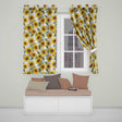 Bright Yellow Sunflower Floral Seamless Pattern Neutral Beige Background  Readymade Eyelet Ring Top Thermal 100% Blackout Curtains