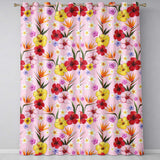 Tropical Hibiscus Bird of Paradise Floral Seamless Pattern Blush Pink  Readymade Eyelet Ring Top Thermal 100% Blackout Curtains