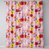 Tropical Hibiscus Bird of Paradise Floral Seamless Pattern Light Pink  Readymade Eyelet Ring Top Thermal 100% Blackout Curtains