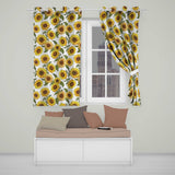 Bright Sunflower Floral Seamless Pattern Neutral Background  Readymade Eyelet Ring Top Thermal 100% Blackout Curtains