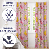 Tropical Cocktail Drinks Seamless Pattern Blush Pink Background  Readymade Eyelet Ring Top Thermal 100% Blackout Curtains
