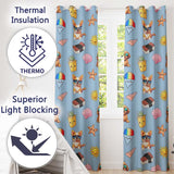 Cute Summer Chihuahua Dog Cartoon Seamless Pattern Blue Background  Readymade Eyelet Ring Top Thermal 100% Blackout Curtains