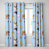 Cute Summer Chihuahua Dog Cartoon Seamless Pattern Blue Background  Readymade Eyelet Ring Top Thermal 100% Blackout Curtains
