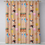 Cute Summer Chihuahua Dog Sunglasses Kawaii Beach  Seamless Pattern  Readymade Eyelet Ring Top Thermal 100% Blackout Curtains