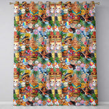 Cute Hawaiian Kids Tiki Mask Pineapple Blue Background Seamless Pattern  Readymade Eyelet Ring Top Thermal 100% Blackout Curtains