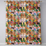 Hawaiian Kids Tiki Mask Pineapple Beach Fun Pink  Seamless Pattern  Readymade Eyelet Ring Top Thermal 100% Blackout Curtains